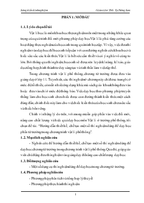 Đề tài Hướng dẫn thiết kế, chế tạo một số thí nghiệm dùng để dạy học phần từ trường trong chương trình vật lí phổ thông